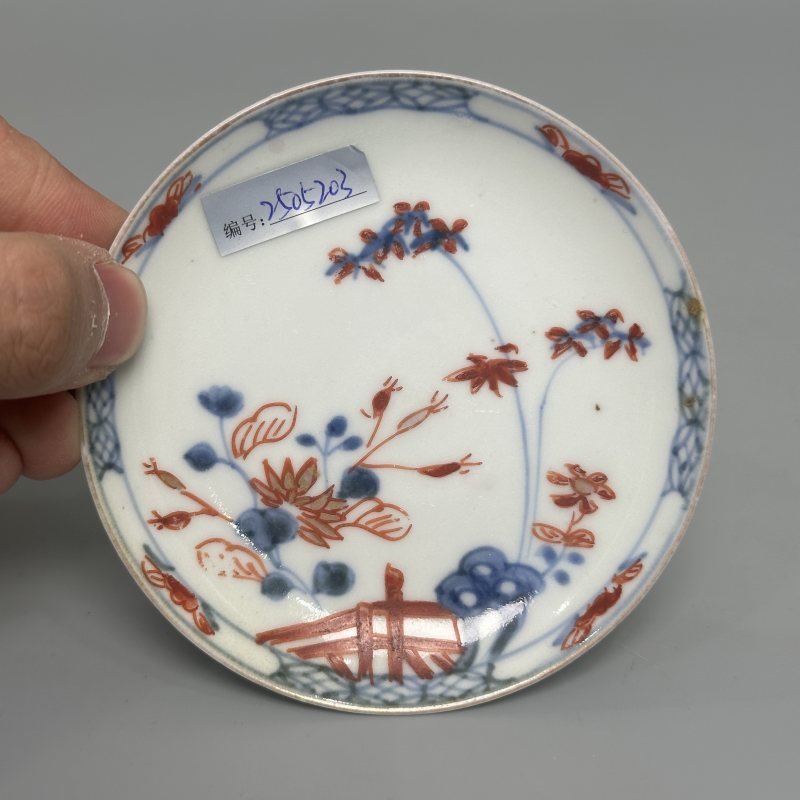 清雍正 青花矾红描金花卉纹盘一对 - 图14
