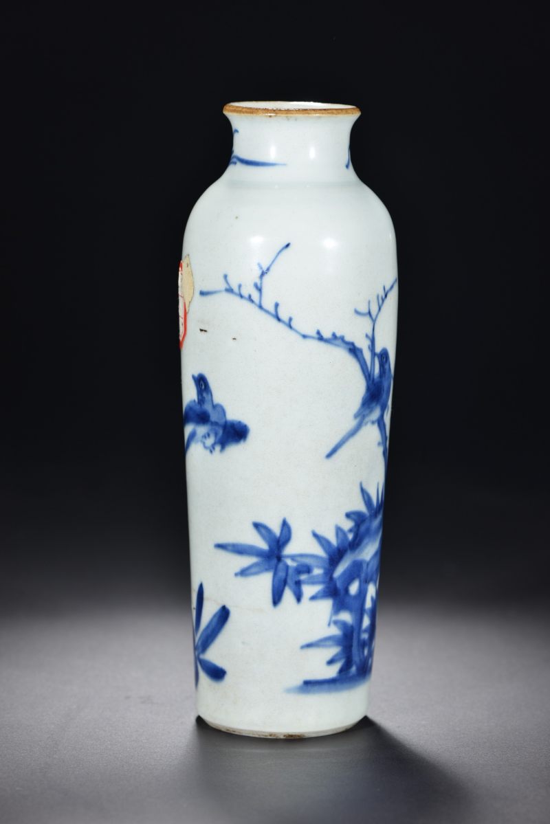清顺治 青花花鸟纹筒瓶 - 图6