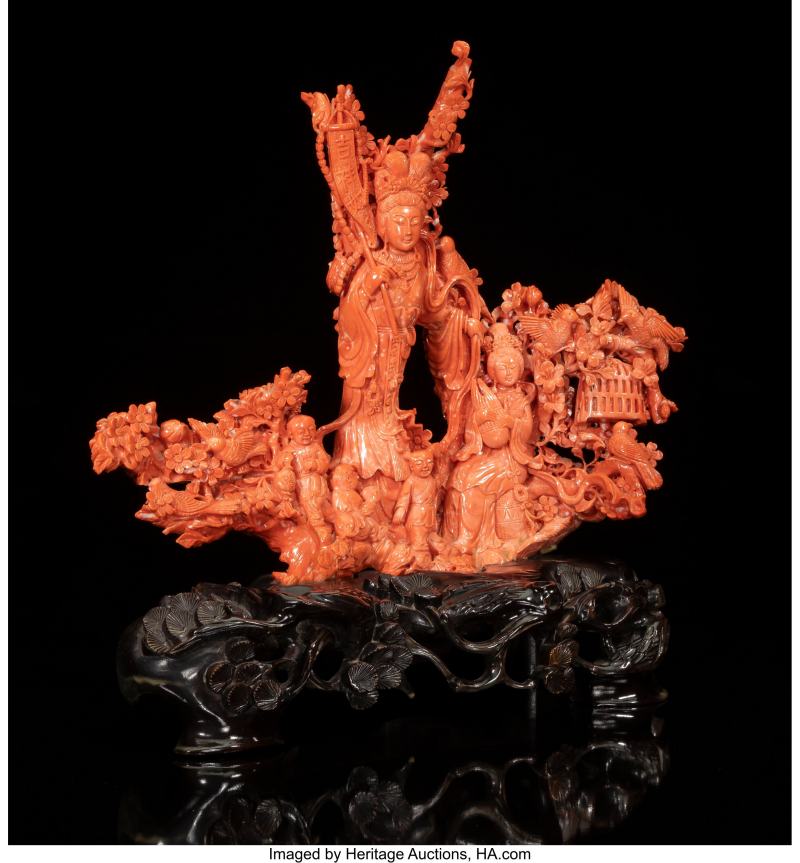 An Exceptionally Large Chinese Carved Coral Figural Group - 图2
