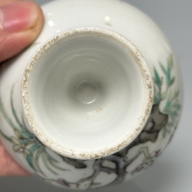 清晚期 粉彩过枝梅花图高足杯 - 图8