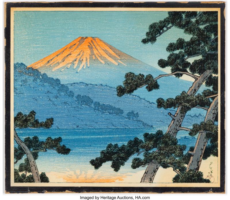 Kawase Hasui (Japanese, 1883-1957), Dawn Over Lake Shoji
