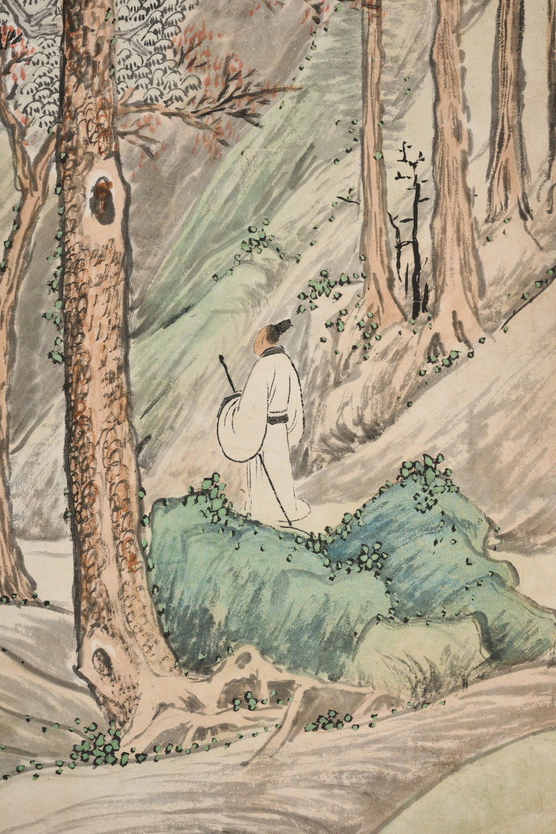 吴毂祥 1880年作 《秋山策杖图》 - 图5