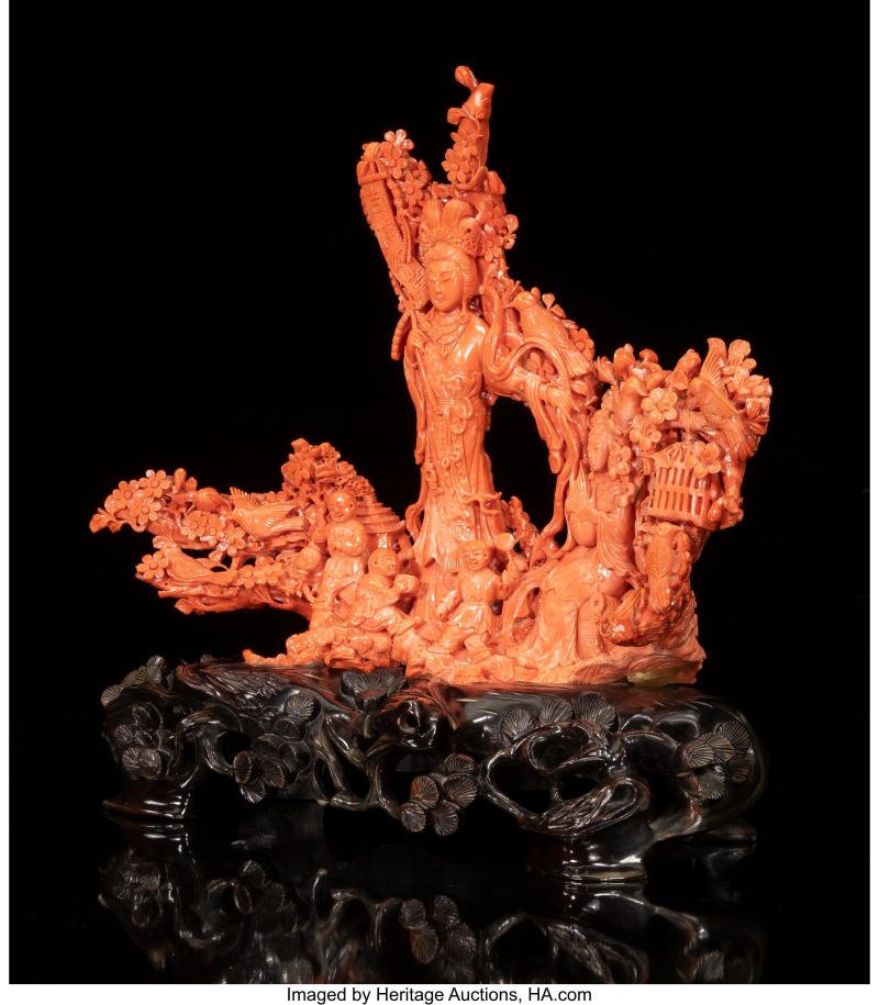 An Exceptionally Large Chinese Carved Coral Figural Group - 图3