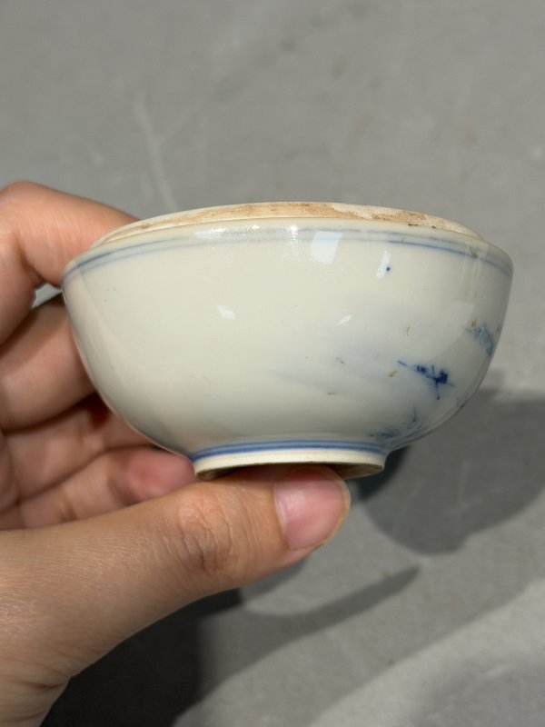 清道光 青花山水人物纹盖盒 - 图15