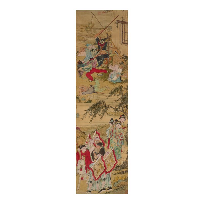 徐廷琨（1777-1853）　京劇故事燈畫　設色絹本　立軸八屏 | XU TINGKUN (XU BAIZHAI, 1777-1853) - 图18