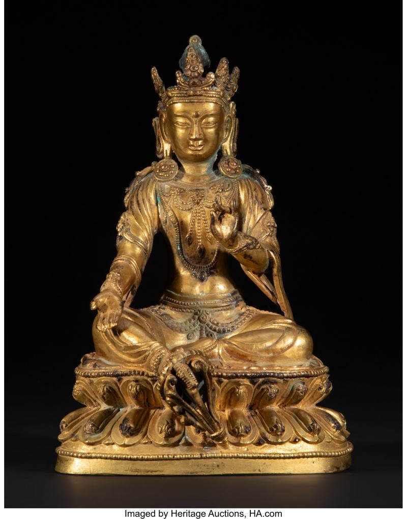 A Sino-Tibetan Gilt Bronze Figure of a Bodhisattva