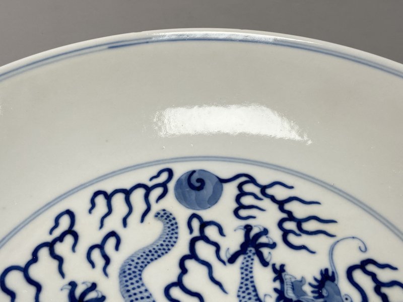清道光 青花龙纹大盘 - 图10