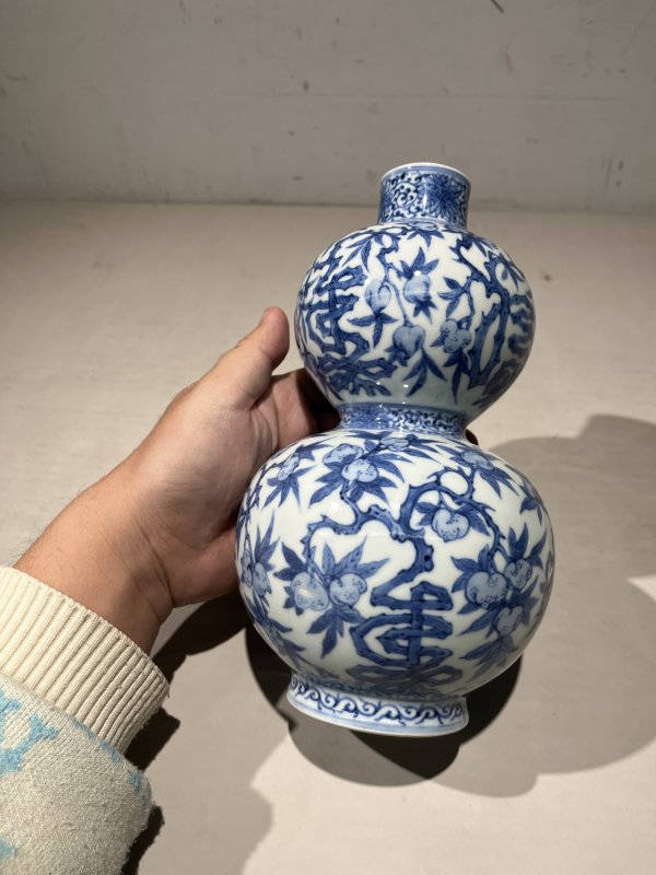 民国 青花缠枝福禄寿葫芦瓶 - 图6