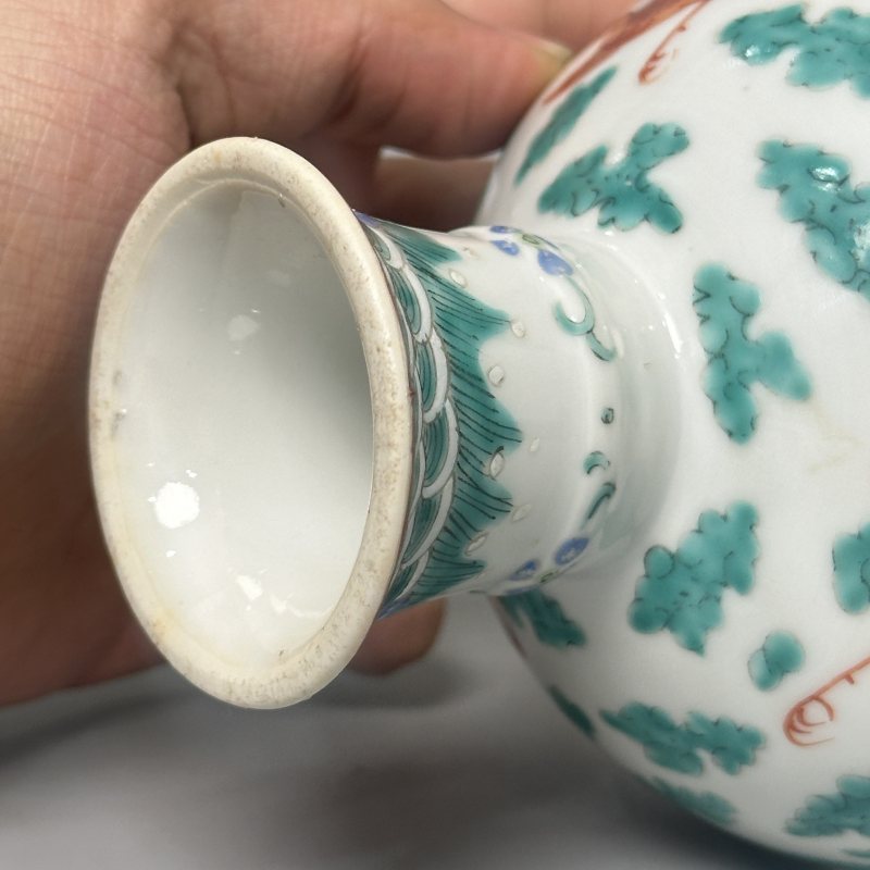 清晚期 粉彩云鹤图高足碗 - 图12