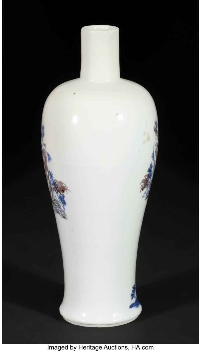 A Chinese Underglazed Blue and Red Short Neck Vase - 图3