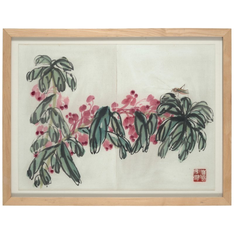 齊白石（1864-1957）　秋花蟋蟀　設色紙本　鏡框二幅 | QI BAISHI (1864-1957) - 图7