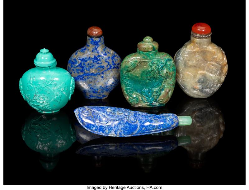 A Group of Five Chinese Hardstone Snuff Bottles - 图3