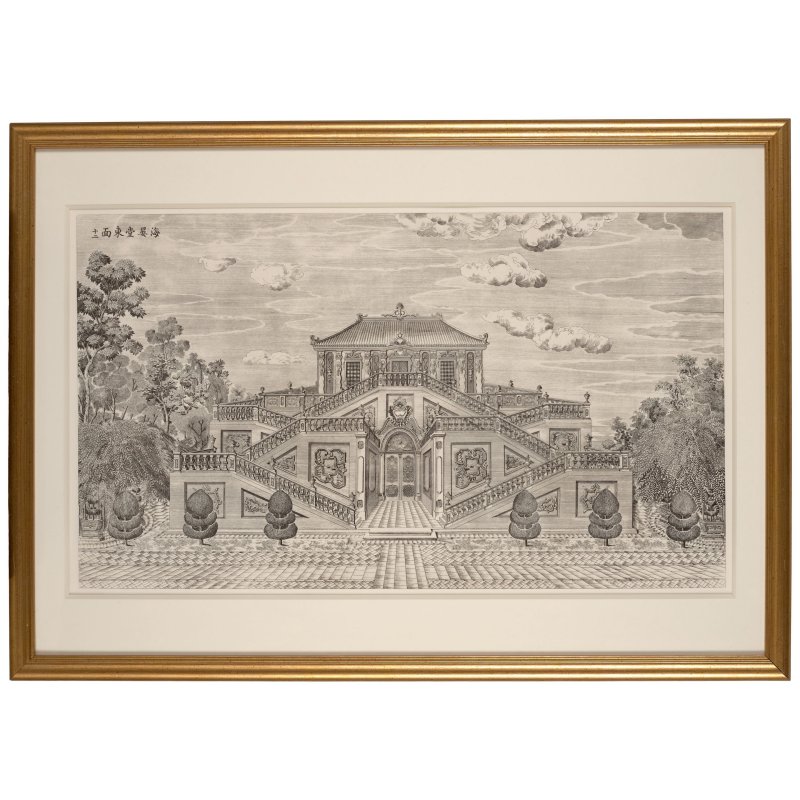 伊蘭泰（活躍於1749–1793年）仿郎世寧　圓明園苑景　紙本銅版畫　冊頁裱為鏡框二十幅　一九七七年印製 | YI LANTAI (ACTIVE 1749-1793) AFTER GIUSEPPE CASTIGLIONE (LANG SHINING), JARDIN DE FLORE, PARIS - 图70