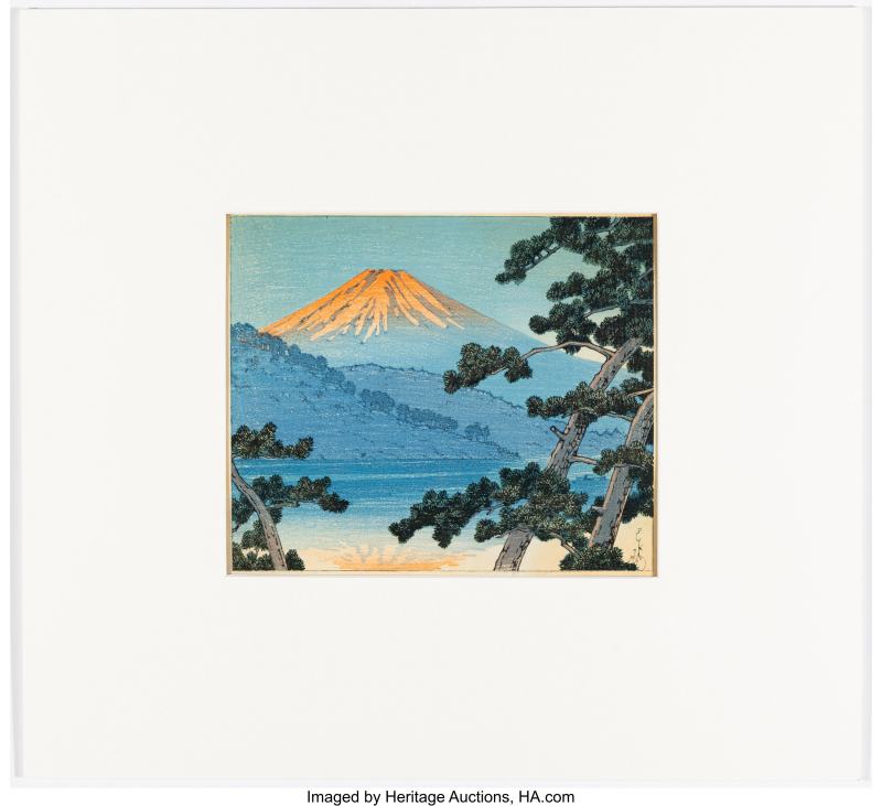 Kawase Hasui (Japanese, 1883-1957), Dawn Over Lake Shoji - 图3