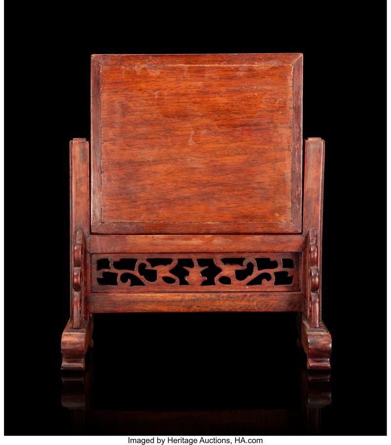A Chinese Carved Celadon Jade Reticulated 'Dragon' Plaque Mounted as Screen - 图3