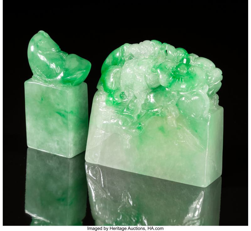 Two Chinese Carved Jadeite Seals - 图3