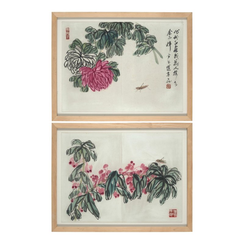 齊白石（1864-1957）　秋花蟋蟀　設色紙本　鏡框二幅 | QI BAISHI (1864-1957) - 图8