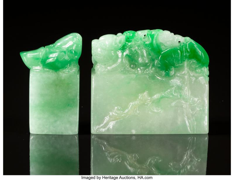 Two Chinese Carved Jadeite Seals - 图4