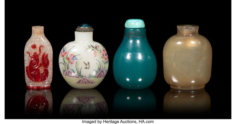 A Group of Four Chinese Glass Snuff Bottles