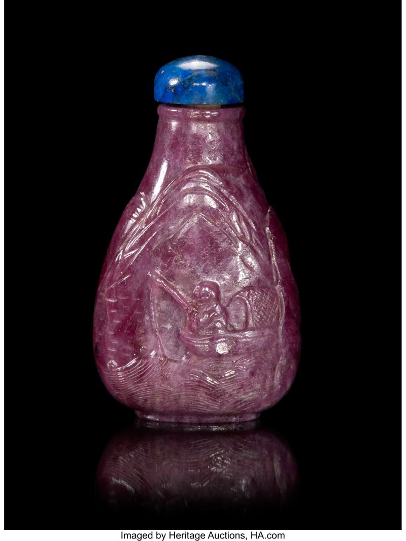 A Chinese Carved Ruby Snuff Bottle
