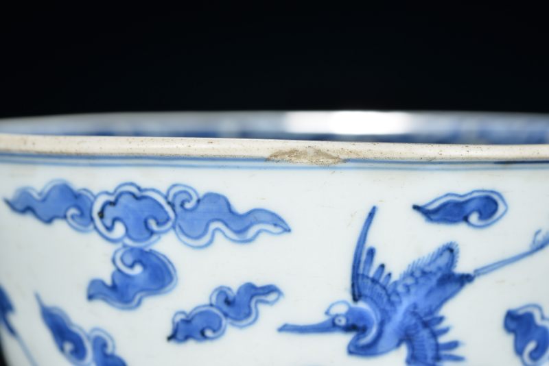 清康熙 青花云鹤纹碗 - 图3