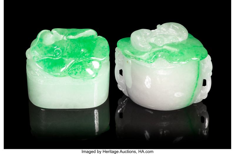 Two Chinese Carved Jadeite