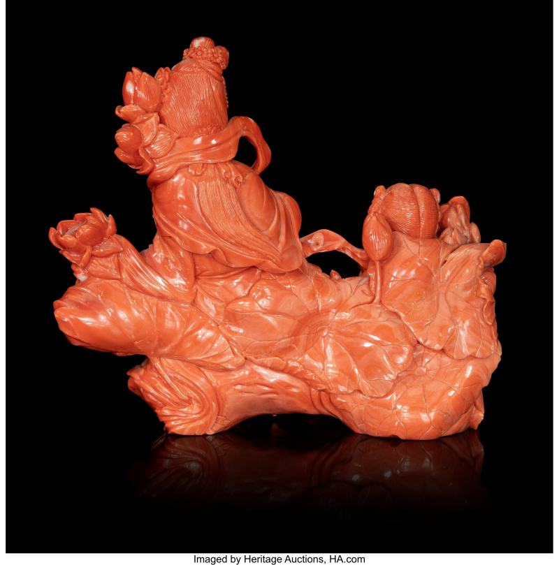 A Chinese Carved Coral Figural Group - 图4