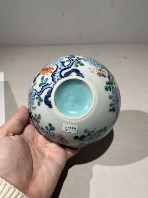 清乾隆 青花加彩花卉纹茶碗一对 - 图4