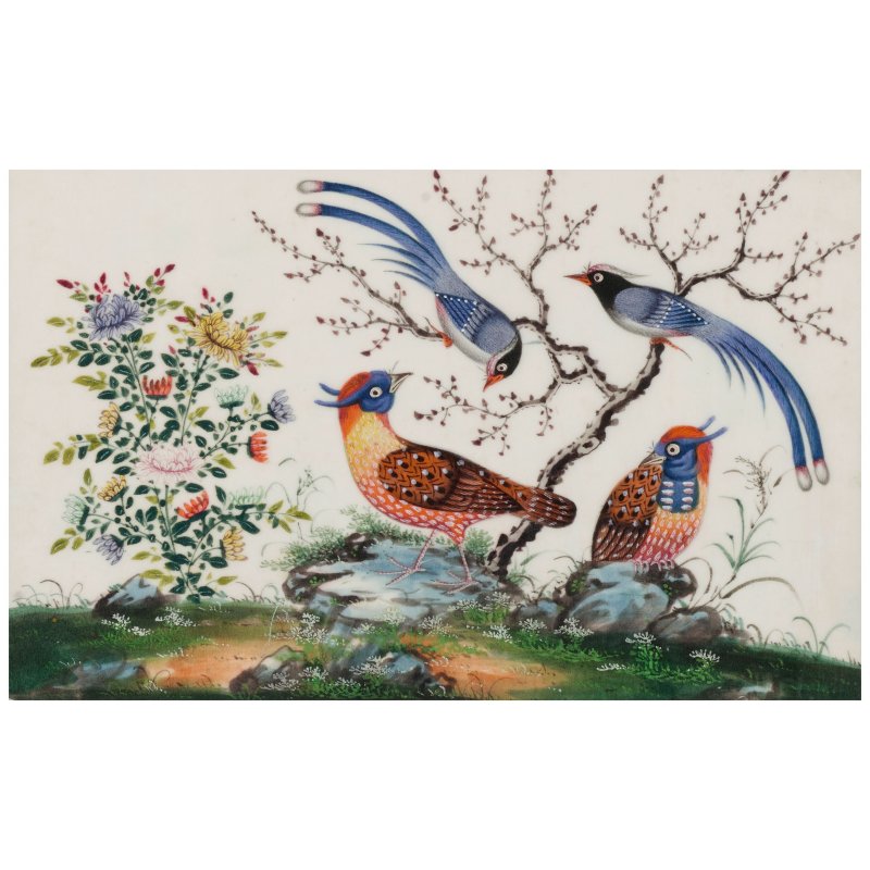 廣東畫派　珍禽異卉圖　水彩通草紙　手繪玻璃鏡畫鏡框八幅　十九世紀 | ANONYMOUS, GUANGDONG SCHOOL, (19th CENTURY) - 图10