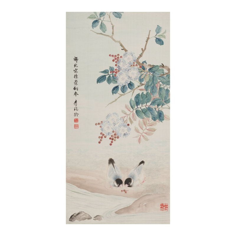 李瑞齡（1894-1972）　四時花鳥　設色絹本　鏡框四屏　一九三一年作 | LI RUILING (1894-1972)