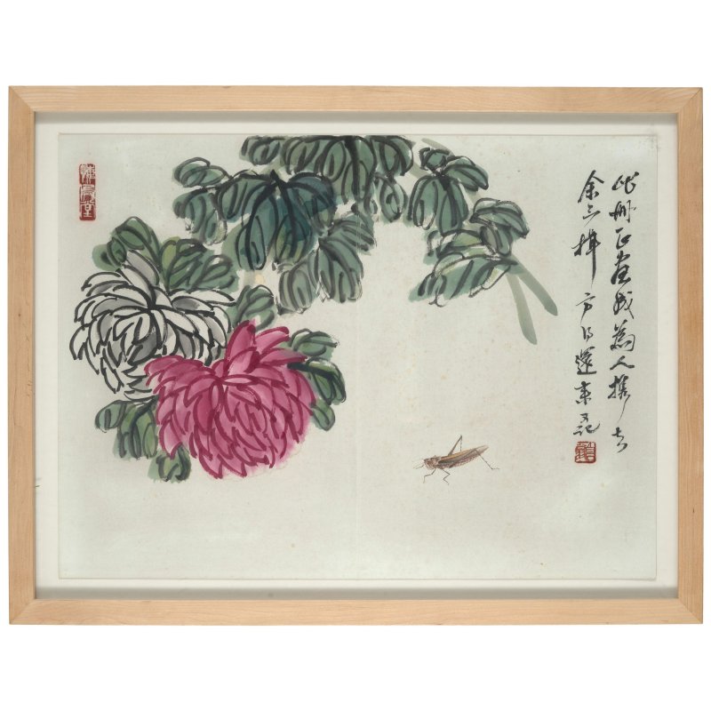 齊白石（1864-1957）　秋花蟋蟀　設色紙本　鏡框二幅 | QI BAISHI (1864-1957) - 图10