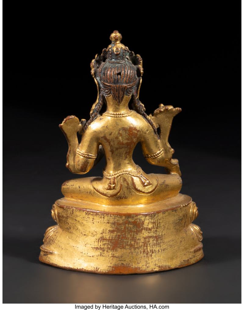 A Tibetan Gilt Bronze Seated Figure of Green Tara - 图3