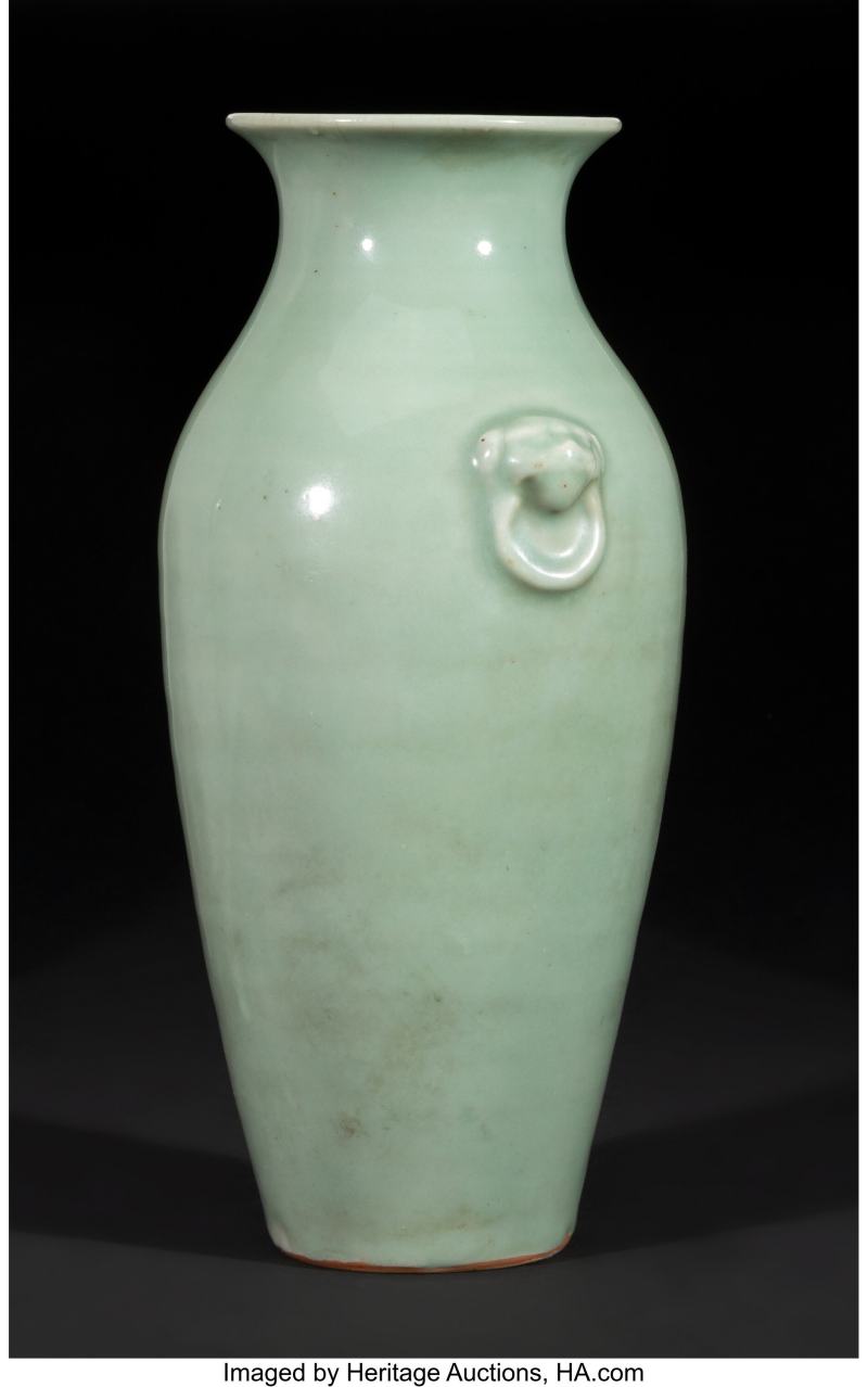 A Rare Chinese Celadon-Glazed Elephant-Form Handled Vase - 图2