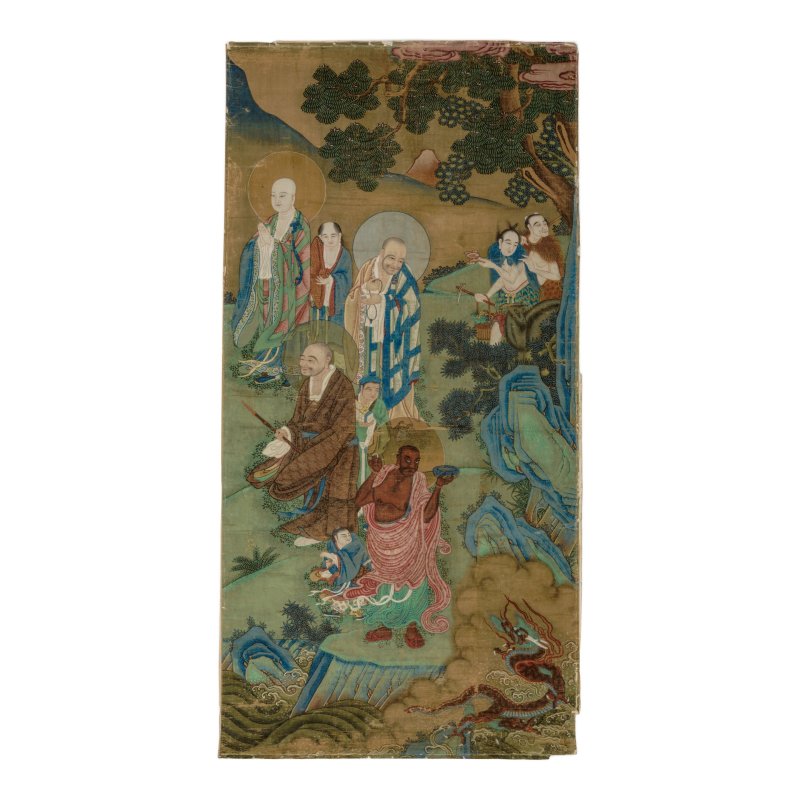 佚名宮廷畫師　羅漢　設色絹本　托裱　清順治　十七世紀中葉 | ANONYMOUS QING COURT ARTISTS