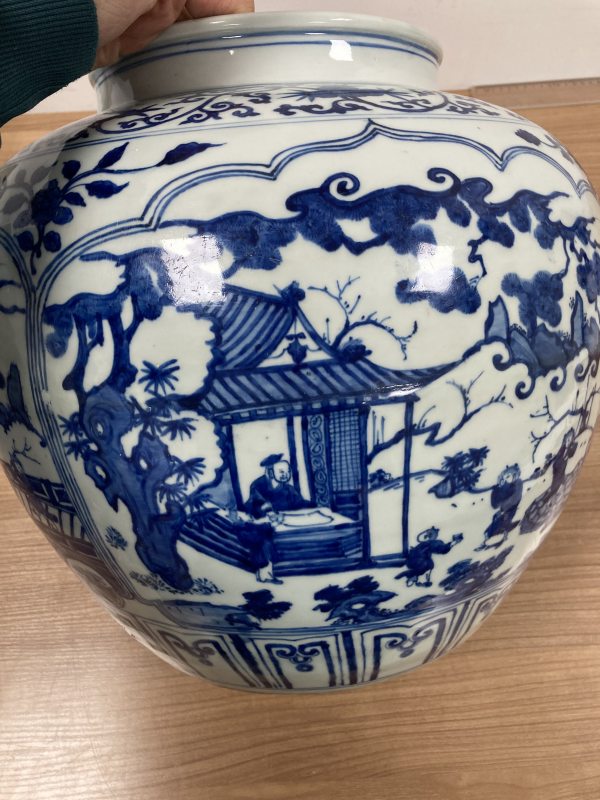 明万历 青花四贤居士图大罐 - 图4