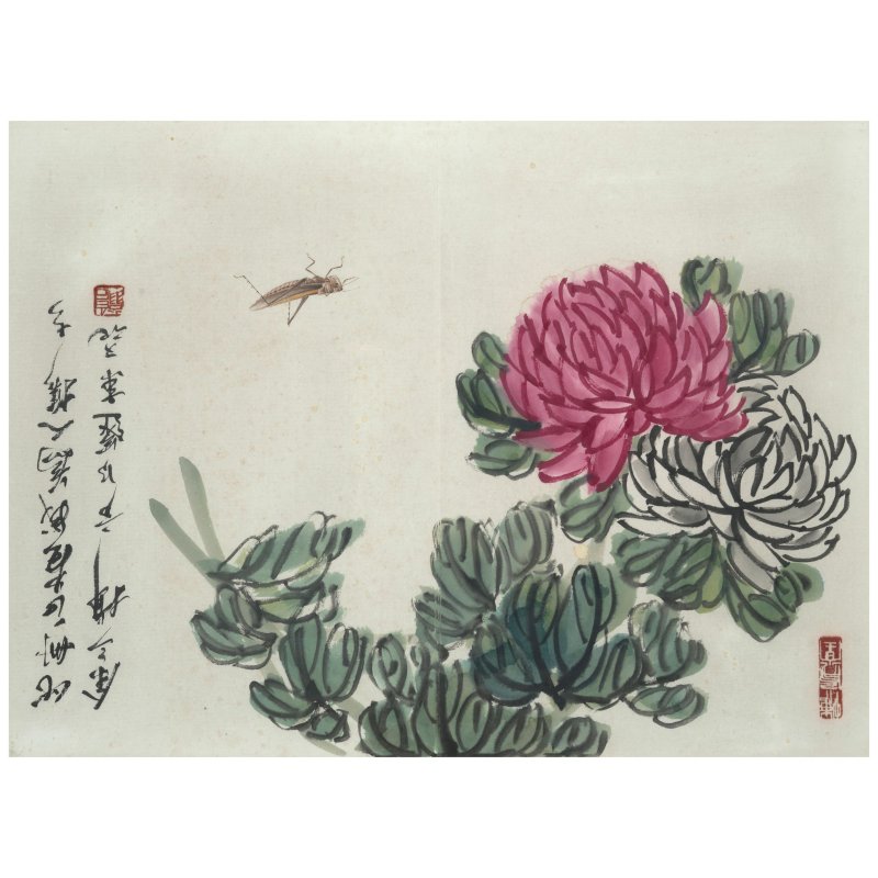 齊白石（1864-1957）　秋花蟋蟀　設色紙本　鏡框二幅 | QI BAISHI (1864-1957) - 图11