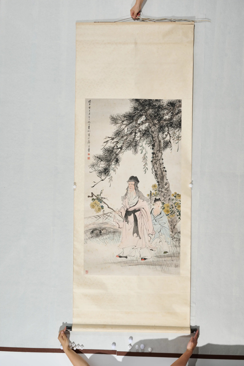 倪田 1914年作 《渊明采菊》 - 图2