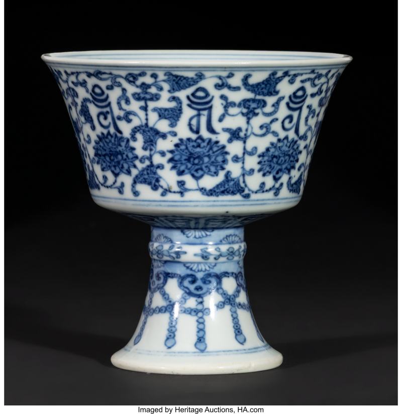 A Chinese Blue and White Stem Cup