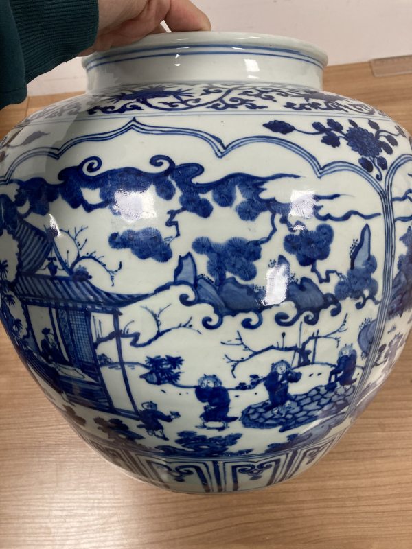 明万历 青花四贤居士图大罐 - 图5