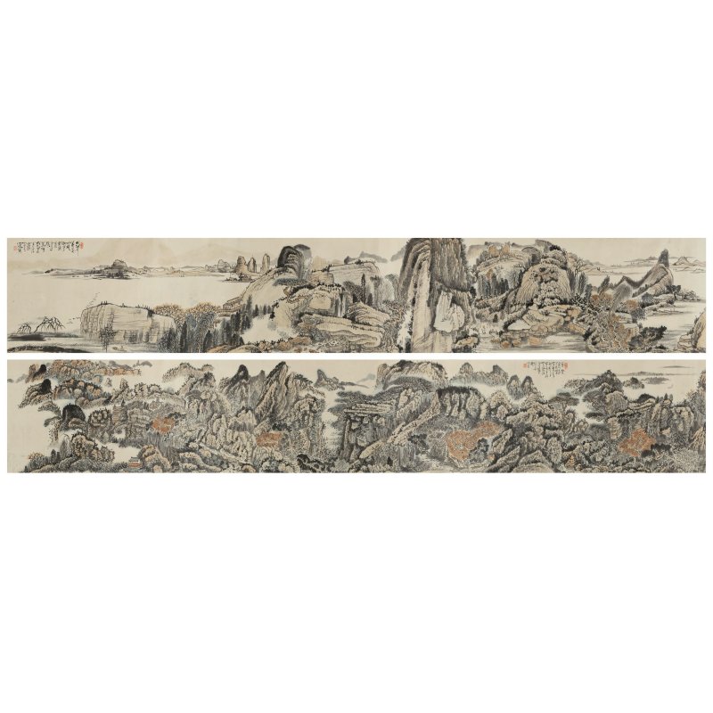黃秋園（1914-1979）　秋山勝景　設色紙本　手卷二件 | HUANG QIUYUAN (1914-1979)