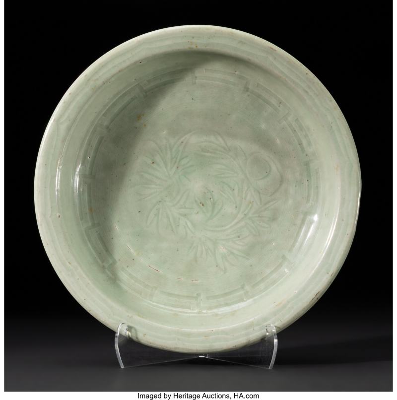 A Large Japanese Hasami Ware Celadon-Glazed Charger