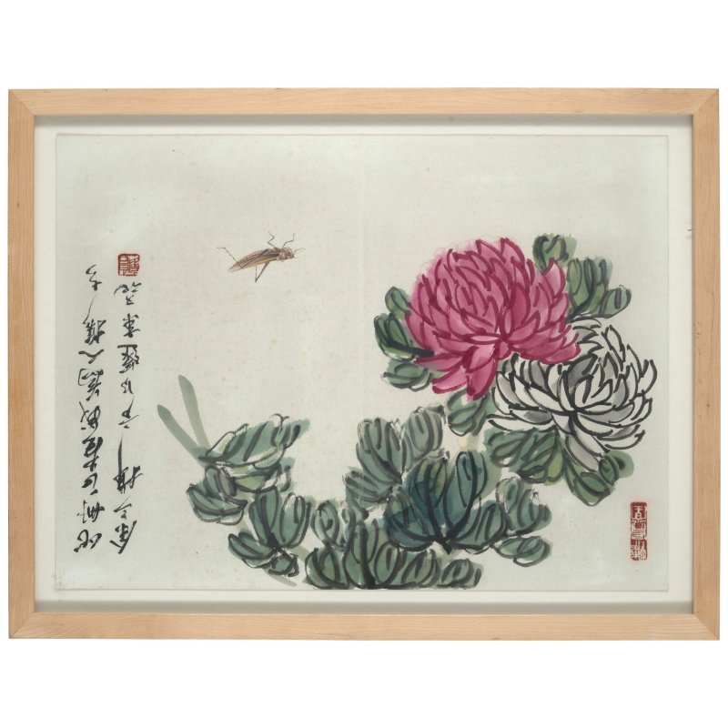 齊白石（1864-1957）　秋花蟋蟀　設色紙本　鏡框二幅 | QI BAISHI (1864-1957) - 图13