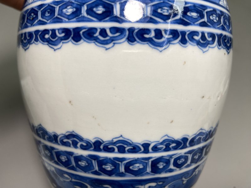 清 青花海水如意纹罐 - 图5