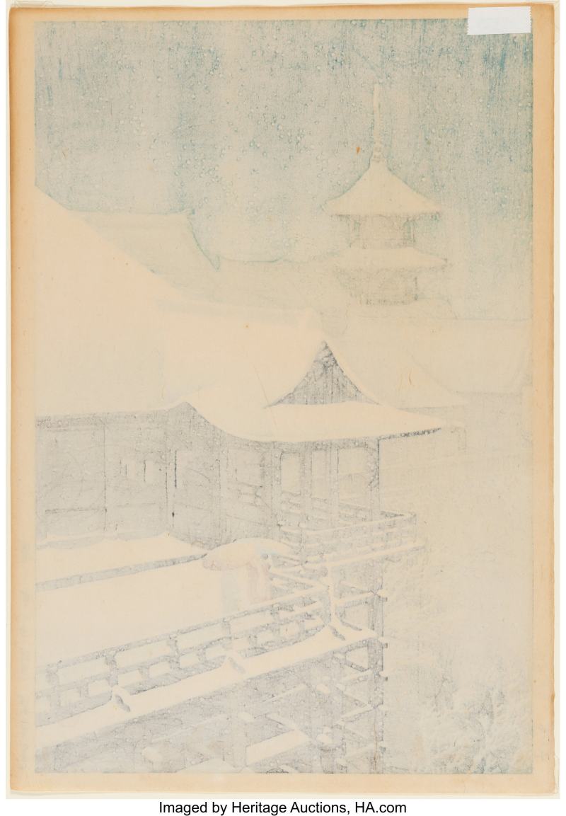 Kawase Hasui (Japanese, 1883-1957), Spring Snow at Kiyomizu Temple in Kyoto (Haru no yuki, Kyo no Kiyomizu) - 图2