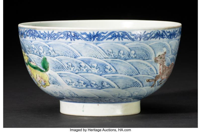 A Rare Chinese Blue and White with Famille Verte Enameled Bowl - 图2