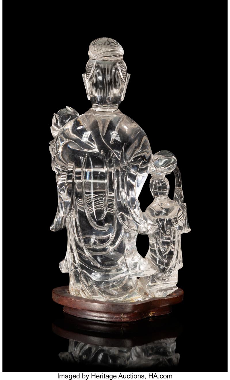 A Chinese Carved Rock Crystal Guanyin and Attendant - 图4