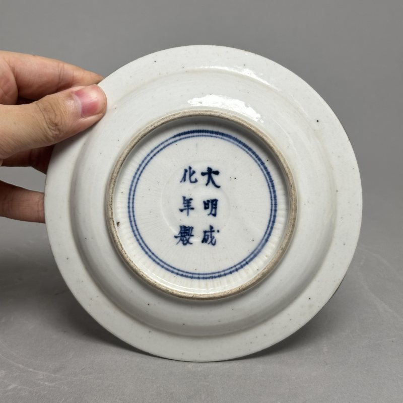 清早期 青花五彩喜鹿封侯图盘 - 图4