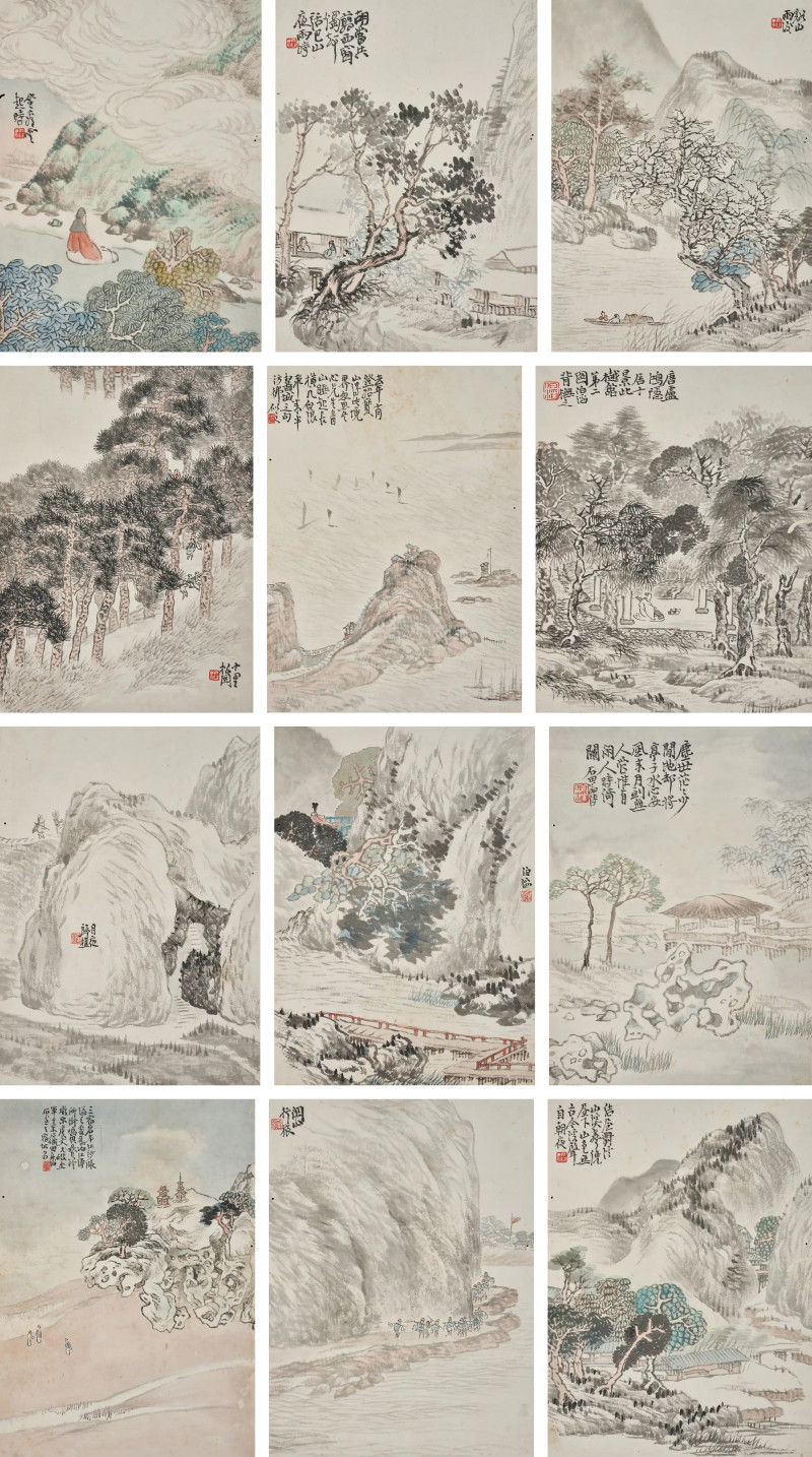 吴伯滔  《山水十二开》
