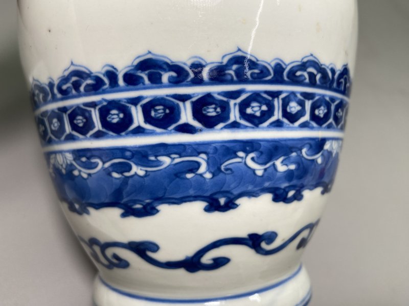 清 青花海水如意纹罐 - 图8