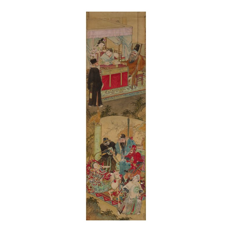 徐廷琨（1777-1853）　京劇故事燈畫　設色絹本　立軸八屏 | XU TINGKUN (XU BAIZHAI, 1777-1853) - 图3